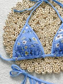 Swim Mod Set di bikini a triangolo con stampa floreale minuta blu MOD