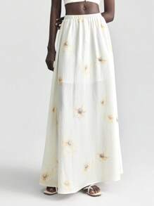 Ontre 女式2025年花卉印花裙，波西米亚风格，伊比萨岛度假装，度假印花