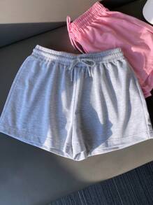 SHEIN 2 chiếc quần short thường ngày cho nữ mặc ở nhà và ngoài trời, thích hợp cho mùa xuân/hè - Nhiều màu - Xem 4