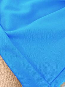 Tween Girls' Summer Casual Solid Color Crew Neck Top And Shorts 2 Pieces Set - Baby Blue - View 3