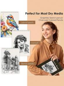 1 Pack Sketch Book, Top Spiral Bound Sketch Pad, 100-Sheets (68lb/100gsm), Acid Free Art Sketchbook Artistic Drawing Painting Writing Paper For Students Adults Beginners Artists,Back To School,School Supplies