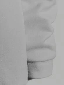 EURMUSE 100%Cotton Men Letter Graphic Drawstring Hoodie - Grey - View 4