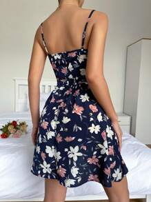 Breezaya Floral Print Criss-Cross Wrap Summer Sleeveless Dress