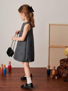 PrepCrw Abito elegante senza maniche con stampa di farfalle grigia per ragazze giovani, per primavera/estate