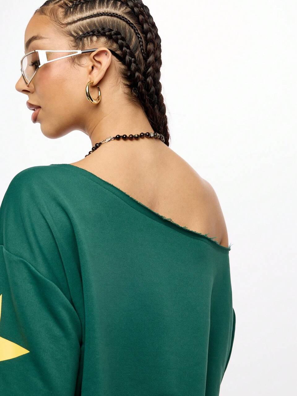 SUMWON WOMEN Oversized Long T-Shirt Style Off Shoulder Mini Dress