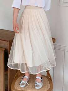 DAZY Tween Girl Tulle Skirt, Summer,Back To School Clothes - White - View 3