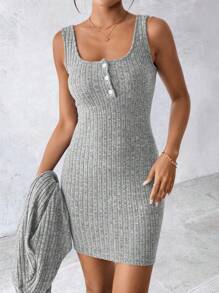 EMERY ROSE 1 Set Women Sexy Blue Two Pieces Dress, Autumn/Winter