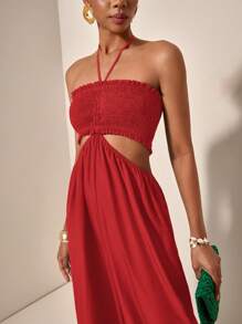 Slaydiva Women's Solid Color Sleeveless Hollow Out Casual Jumpsuit For Summer