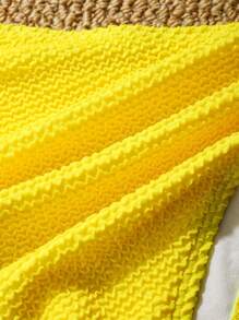 SHEIN Swim Costumi da bagno bikini da donna per l'estate, colore giallo, collo asimmetrico, stile sexy