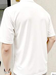 Manfinity CasualKnits Kemeja Rajut Lengan Pendek Kasual Kancing Depan Warna Polos untuk Pria - Putih - View 4