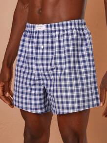 SUMWON Comfortable Woven Boxer Shorts Pack Of 2 Breathable Sleepwear Classic Elastic Waistband Relaxed Fit Summer Spring Underwear - Blue - View 6