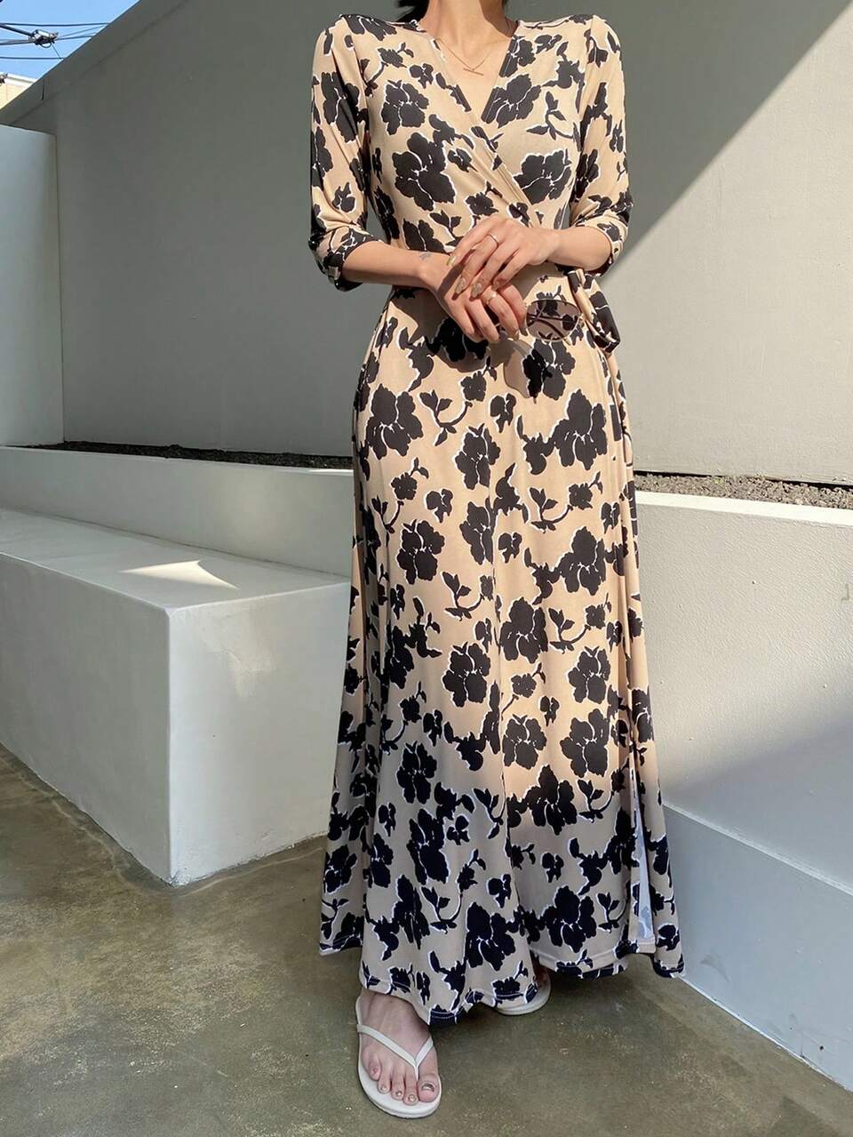 V-Neck Elegant Floral Dress For Women Elegant Sundress Maxi Dress