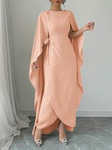 Chiquease Sleeveless Cinched Waist Elegant Asymmetrical Hem Charming Dress Maxi Women Outfit