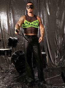 FeverCity Men's Mesh Round Neck Sleeveless Tank Top, Suitable For Summer - Mint Green - View 2