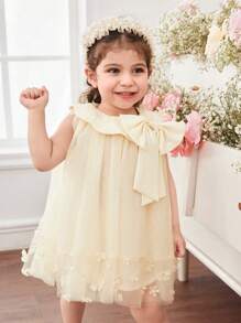 Plus Size Apricot Sheer Bowknot Summer Dress - Apricot - View 4