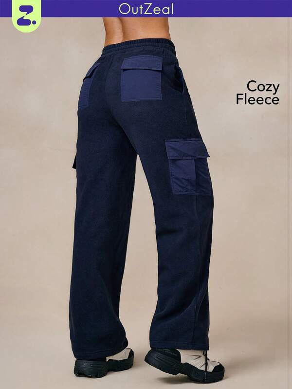 OutZeal Pantaloni cargo cu perie termică din lână femei cu buzunare multiple