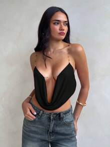 Aloruh 简约链条背心，时尚女士，适合夏季 - 黑色 - 查看 5