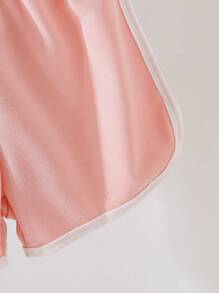 5pcs/Pack Baby Girl Elastic Waist Contrasting Trim Casual Shorts, Summer - Multicolor - View 8