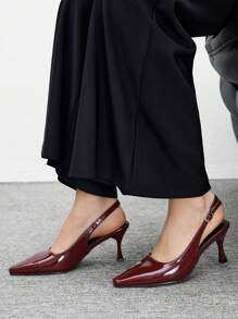 CUCCOO BIZCHIC Fashion Minimalist Women High Heel Sandals, Backstrap Slingback Pumps For Summer Vacation, Versatile Office Wear And Casual Outfits - Red - View 1