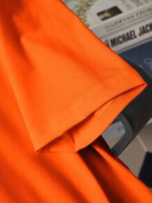 Manfinity Homme 2pcs/Set Men Slogan Print Round Neck Short Sleeve Casual T-Shirt And Drawstring Waist Shorts Set - Multicolor - View 5