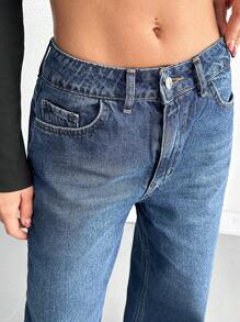 EURMUSE Women'sCasual Simplistic Button Fly Denim Jeans For Everyday Wear - Medium Wash - View 6