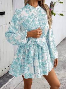 SHEIN Clasi 女式随机印花长袖连衣裙 - 彩色 - 查看 1