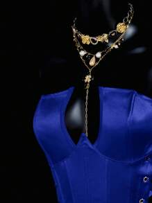 SHEIN ICON Fitted Criss-Cross Strap Bandeau Crop Top Vest,Rave Top - Blue - View 8