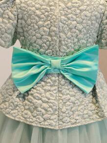 SHEIN Girls' Puff Sleeve Short Printed Dress, New Arrival - Blue - View 6