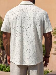 Genlund Chemise décontractée à manches courtes avec boutons devant, couleur unie, grande taille pour hommes - Nude - Voir 2