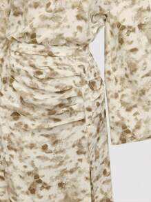 Veilorie 2 件套女士简约时尚休闲长袖上衣和裙子套装，适合日常穿着 - 黃色 - 查看 7