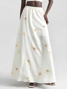 Ontre 女式2025年花卉印花裙，波西米亚风格，伊比萨岛度假装，度假印花