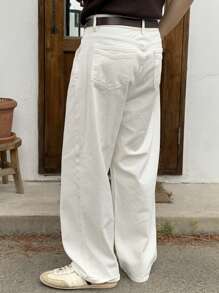 DAZY 男士休闲米色牛仔裤，春季 - 白色 - 查看 2