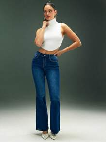 Denimoi 毛绒针织 V 型下摆上衣，时尚，适合夏季