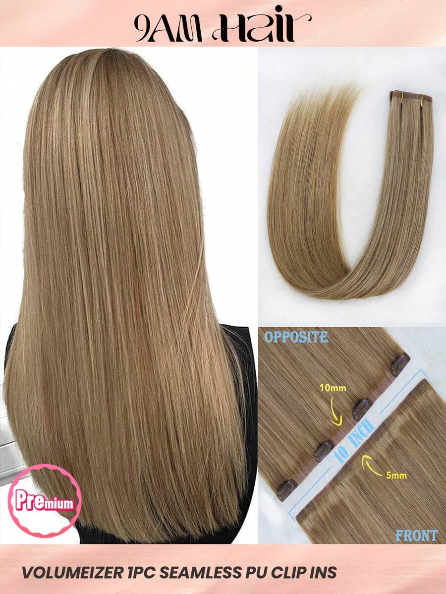 Seamless Clip Ins Volumizer 55g 1pc 27# Caramel Brown 100% HQ Cuticle Aligne Remy Human Hair Seamless PU Clip Ins Extensions Hair Extensions