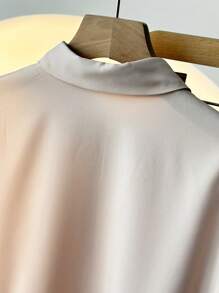 Franclia Women Elegant Fashion Turndown Collar Short Sleeve Shirt And Cinched Waist A-Line Skirt 2 Pieces Set, Versatile For Daily Wear - Apricot - View 5