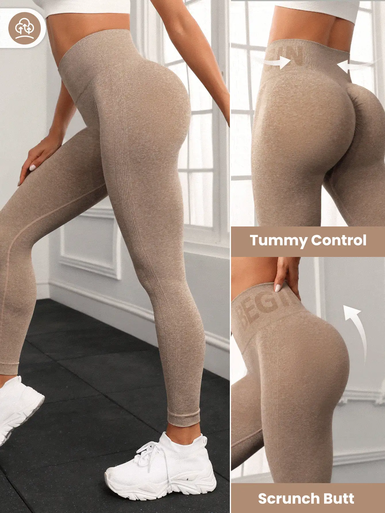 Sport Studio High Waisted Seamless Slim Leggings For Women - Resilient Soft Touch Breathable 4-Way Stretch Legging For Running Cycling Yoga Pickleball Exercise Casual