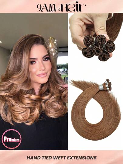 Extensiones de cabello humano con trama atada a mano de 18-22 pulgadas #333, extensiones de cabello con trama atada a mano 100% cabello humano