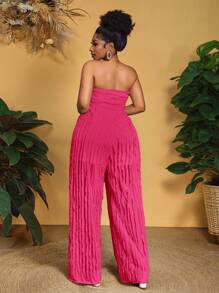 Slaydiva Plus Size Women's Casual Sleeveless Pleated Wide Leg Jumpsuit