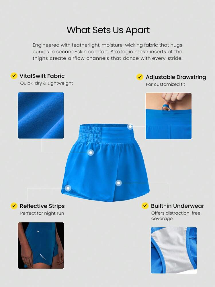 4" RefreshRun Shorts VitalSwift Quick-Dry Ultralight Mid-Rise Waist Drawstring Waist Reflective Running Shorts With Built-In Anti-Odor Underwear Zip Pocket High Impact Workout Running Training