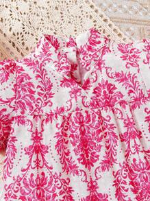 Baby Mädchen Sommerkleid mit Blumenmuster und Kurzarm