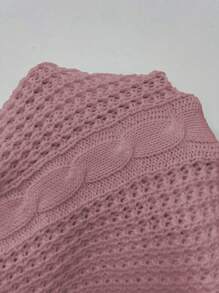 Chiquease Women's Loose Knitted Cable Cable Round Neck Ruffled Sleeve Cardigan Vest - Dusty Pink - View 8