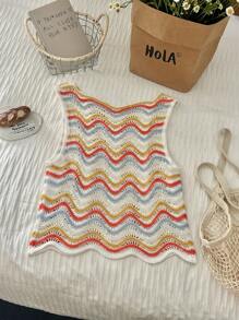 SHEIN EZwear Große Größen Träger Top mit Hohlmuster, minimalistisch und modisch, geeignet für den Sommer