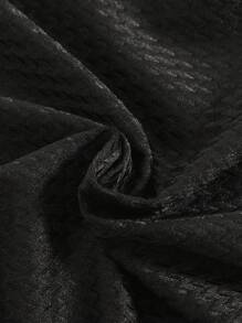 SHEIN Swim Women's New Summer Beach Solid Color Textured Sexy Strapless Backless Removable Strap 3D Flower Neck One-Piece Swimsuit - Black - View 8