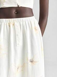 Ontre 女式2025年花卉印花裙，波西米亚风格，伊比萨岛度假装，度假印花