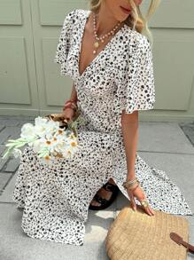 Serisse 女士碎花连衣裙，度假休闲 - 杏色 - 查看 4