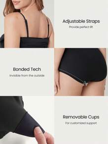 GLOWMODE 莫代尔 丝般柔滑 收腹 透视无缝 雕塑廓形 可调节肩带 超长连衣裙 内置短裤 侧袋 防滑手柄 日常休闲装 可拆卸罩杯 - 黑色 - 查看 7