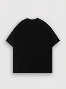 ROMWE MEN Street Life Men's Y3K Avant Print Short Sleeve T-Shirt, Suitable For Everyday Wear, Spring/Summer