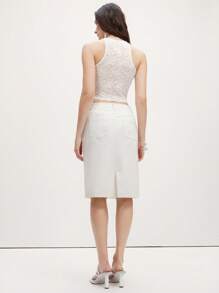 SHEIN LUNE 2 件套：蕾丝边吊带背心和蕾丝拼布直筒裙 - 白色 - 查看 3