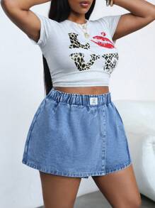 Dripcurv Quần short denim xanh cỡ lớn, dáng ôm thông thường, thích hợp cho tiệc tùng, ngày lễ, hẹn hò, ngày lễ tình nhân, trà chiều, kỳ nghỉ, lễ hội âm nhạc, phong cách Bohemian, buổi hòa nhạc đồng quê mùa hè Nashville Ibiza, kỳ nghỉ bãi biển, quần short boho - Màu xanh lam - Xem 4