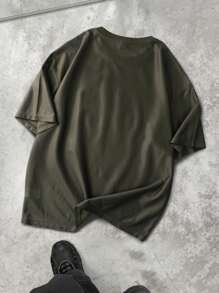 Manfinity EMRG Mesh T-Shirt With Digital Printing, Stylish Pattern Men Graphic Tops Graphic Tee Men - Army Green - View 2